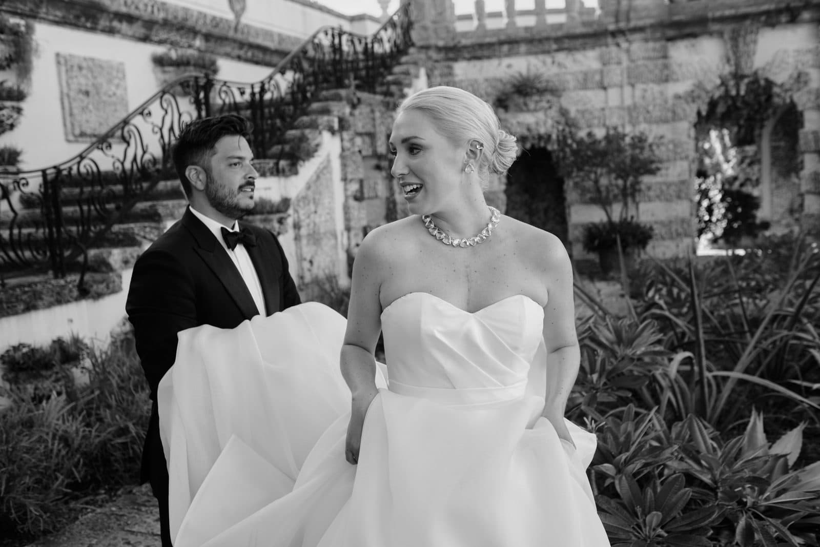 Amy and Chris walking the Vizcaya grounds