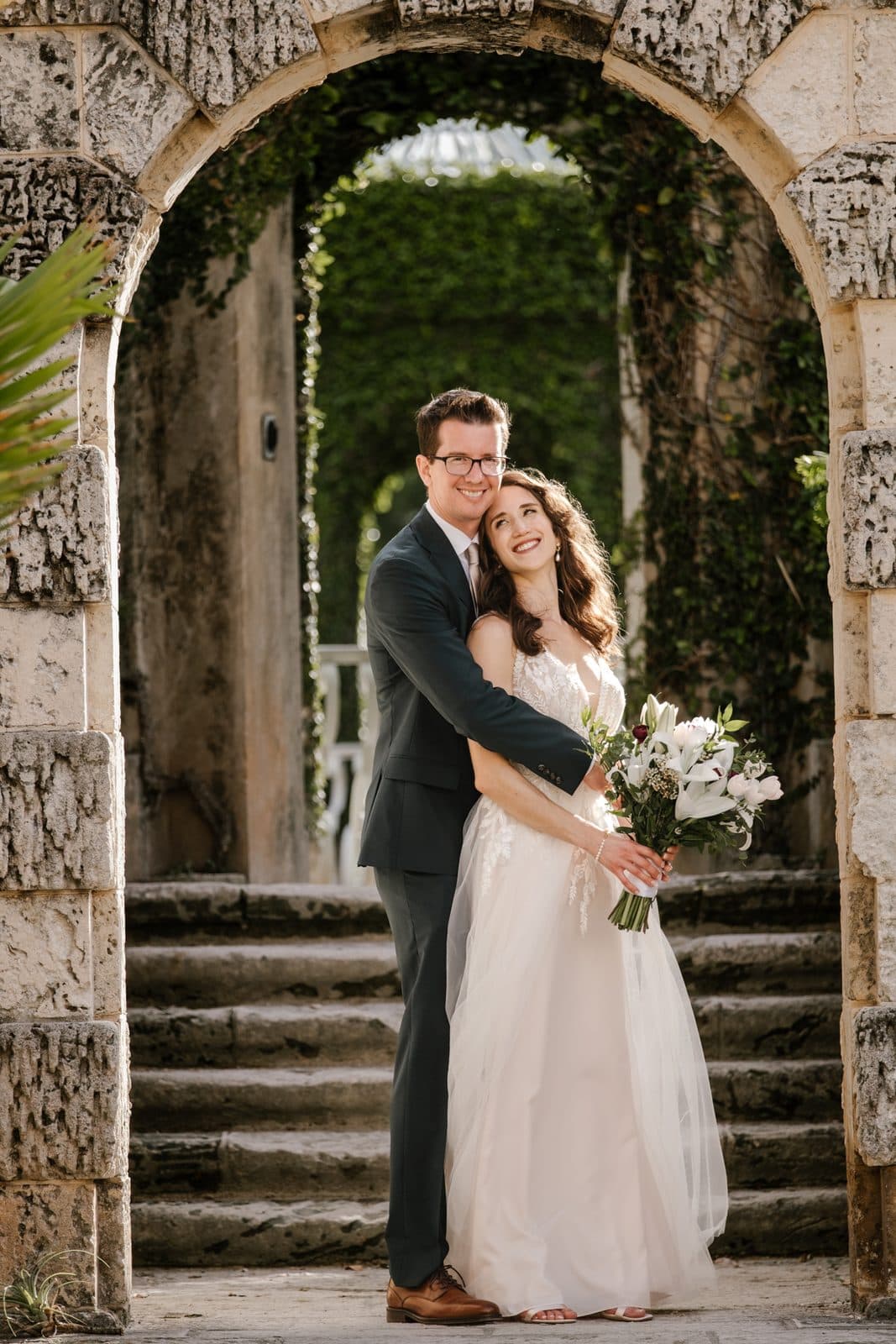 Chloe and Michael standing together in the cloisters